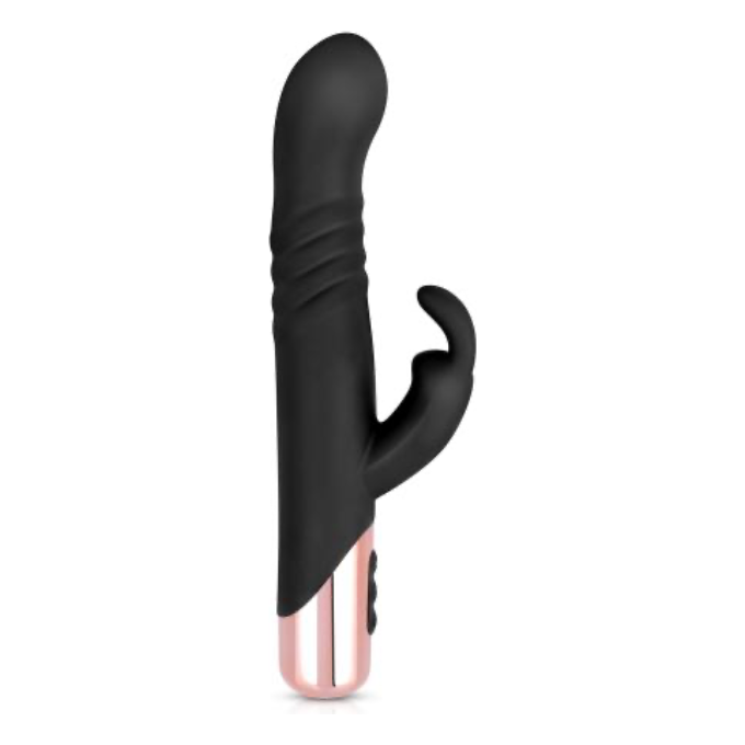 Rosy Gold - Rabbit Vibrator Met Stootfunctie - Zwart